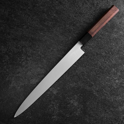 Yanagiba Blue Steel #2 Nashiji Manche en Buffle et Noyer 270mm-[Musashi]-[Couteaux de cuisine japonais]