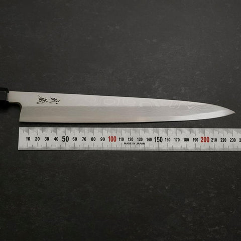 Yanagiba Blue Steel #2 Suminagashi Manche en Buffle et Ébène 240mm-[Musashi]-[Couteaux de cuisine japonais]