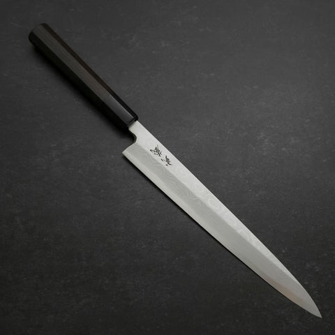 Yanagiba Blue Steel #2 Suminagashi Manche en Buffle et Ébène 240mm-[Musashi]-[Couteaux de cuisine japonais]