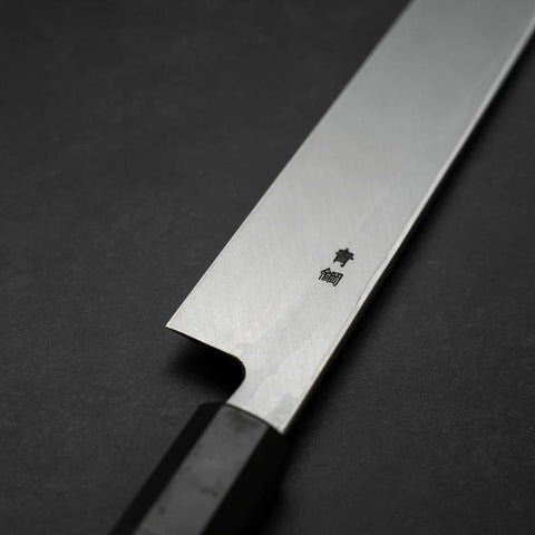 Yanagiba Blue Steel #2 Suminagashi Manche en Buffle et Ébène 300mm-[Musashi]-[Couteaux de cuisine japonais]