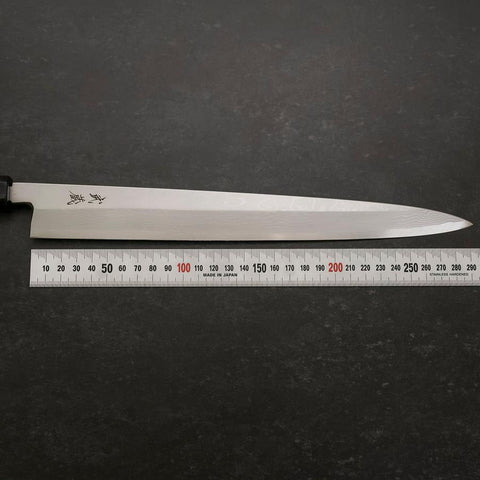 Yanagiba Blue Steel #2 Suminagashi Manche en Buffle et Ébène 300mm-[Musashi]-[Couteaux de cuisine japonais]