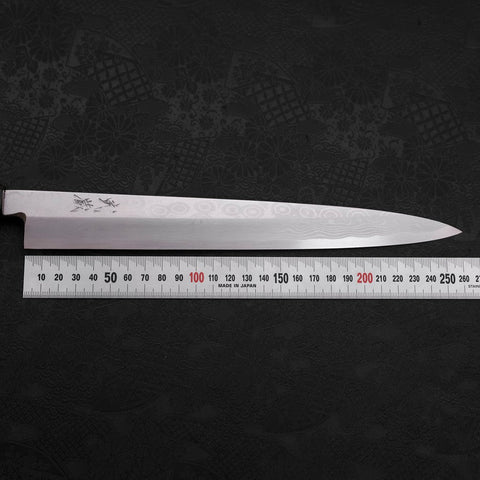 Yanagiba Blue Steel #2 Suminagashi Manche en Buffle et Magnolia 260mm-[Musashi]-[Couteaux de cuisine japonais]