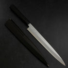 Yanagiba Blue steel #1 Suminagashi Manche en Buffle et Ébène avec Saya 270mm-[Musashi]-[Couteaux de cuisine japonais]