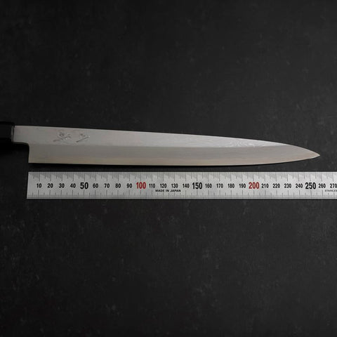 Yanagiba Blue steel #1 Suminagashi Manche en Buffle et Ébène avec Saya 270mm-[Musashi]-[Couteaux de cuisine japonais]