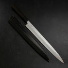 Yanagiba Blue steel #1 Suminagashi Manche en Buffle et Ébène avec Saya 330mm-[Musashi]-[Couteaux de cuisine japonais]