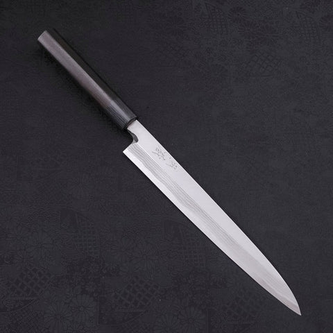Yanagiba Blue Steel #2 Damascus Shitan Handle 240mm-[Musashi]-[Japanese-Kitchen-Knives]