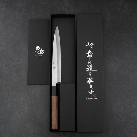 Yanagiba Blue Steel #2 Kasumi Manche en Noyer 165mm-[Musashi]-[Couteaux de cuisine japonais]