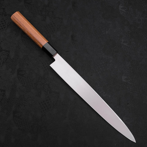 Yanagiba Gaucher AUS-10 Poli Manche en Buffle et bois de Teck 270mm-[Musashi]-[Couteaux de cuisine japonais]