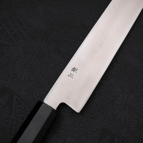 Yanagiba Gaucher Silver Steel #3 Kasumi Manche Buffle et Ébène 240mm-[Musashi]-[Couteaux de cuisine japonais]