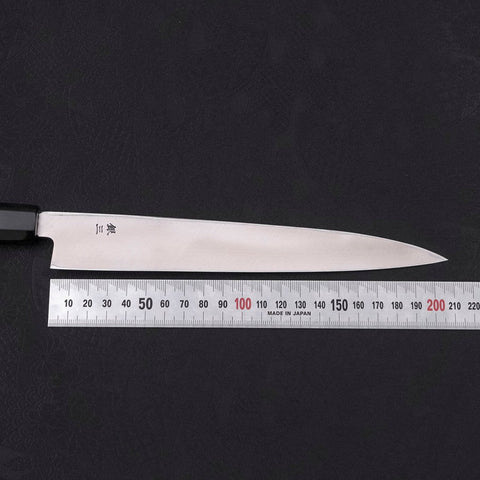 Yanagiba Gaucher Silver Steel #3 Kasumi Manche en Buffle et Ébène 210mm-[Musashi]-[Couteaux de cuisine japonais]