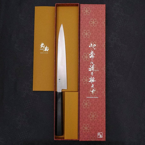 Yanagiba Gaucher Silver Steel #3 Kasumi Manche en Buffle et Ébène 210mm-[Musashi]-[Couteaux de cuisine japonais]