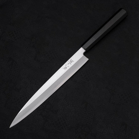 Yanagiba Gaucher Silver Steel #3 Kasumi Manche en Buffle et Ébène 240mm-[Musashi]-[Couteaux de cuisine japonais]