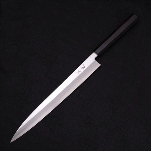 Yanagiba Gaucher Silver Steel #3 Kasumi Manche en Buffle et Ébène 300mm-[Musashi]-[Couteaux de cuisine japonais]