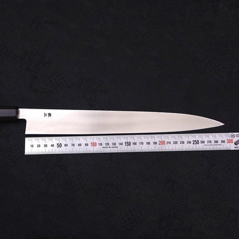 Yanagiba Gaucher Silver Steel #3 Kasumi Manche en Buffle et Ébène 300mm-[Musashi]-[Couteaux de cuisine japonais]