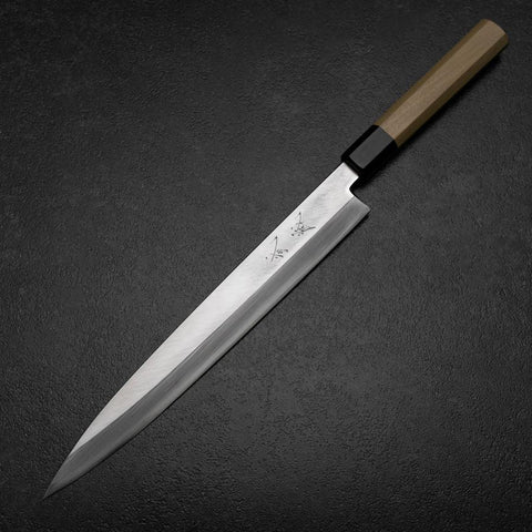 Yanagiba Gaucher Silver Steel #3 Kasumi Manche en Buffle et Magnolia 260mm-[Musashi]-[Couteaux de cuisine japonais]