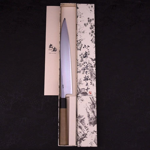 Yanagiba Gaucher White Steel #1 Manche en Buffle et Magnolia 270mm-[Musashi]-[Couteaux de cuisine japonais]