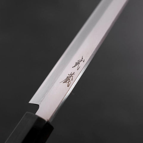 Yanagiba Left Hand AUS-10 Poli Manche en Buffle et Bois de Teck 210mm-[Musashi]-[Couteaux de cuisine japonais]