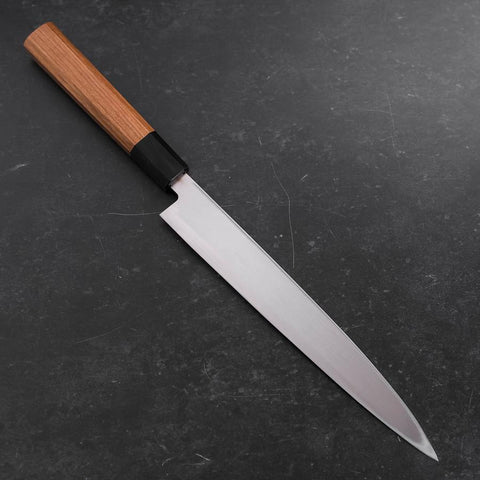 Yanagiba Left Hand AUS-10 Polished Buffalo Teak Handle 240mm-[Musashi]-[Couteaux de cuisine japonais]