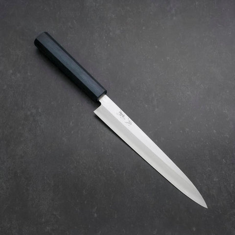Yanagiba Silver Steel #3 Kasumi Manche Urushi Bleu Sombre 200mm-[Musashi]-[Couteaux de cuisine japonais]