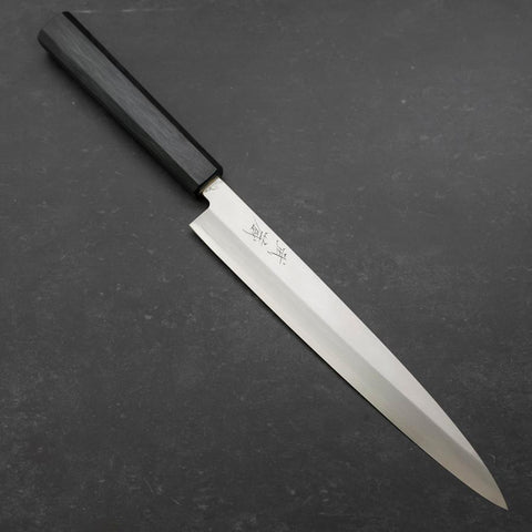Yanagiba Silver Steel #3 Kasumi Manche Urushi Bleu Sombre 240mm-[Musashi]-[Couteaux de cuisine japonais]