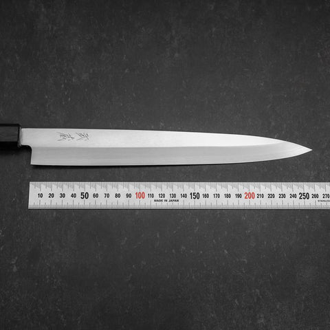 Yanagiba Silver Steel #3 Kasumi Manche Urushi Bleu Sombre 260mm-[Musashi]-[Couteaux de cuisine japonais]
