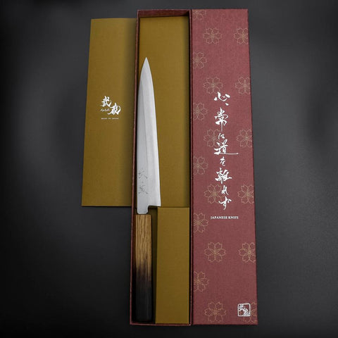 Yanagiba Silver Steel #3 Kasumi Manche Yaki Urushi 205mm-[Musashi]-[Couteaux de cuisine japonais]