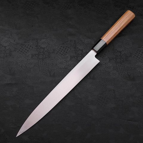 Yanagiba Silver Steel #3 Kasumi Manche en Buffle et Bois de Teck 270mm-[Musashi]-[Couteaux de cuisine japonais]