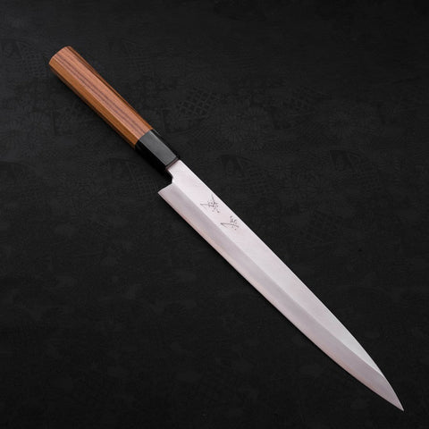 Yanagiba Silver Steel #3 Kasumi Manche en Buffle et Bois de Teck 270mm-[Musashi]-[Couteaux de cuisine japonais]