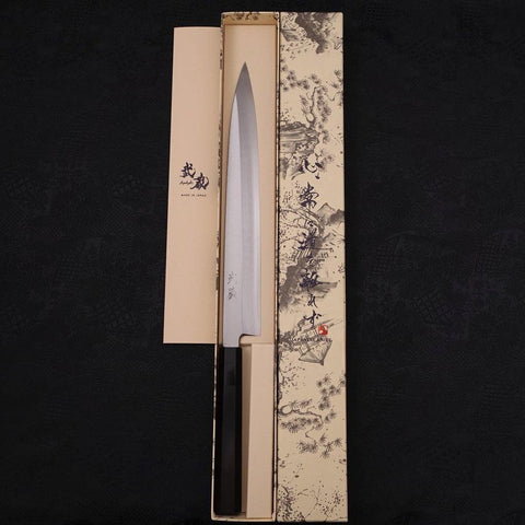 Yanagiba Silver Steel #3 Kasumi Manche en Buffle et Ébène 270mm-[Musashi]-[Couteaux de cuisine japonais]
