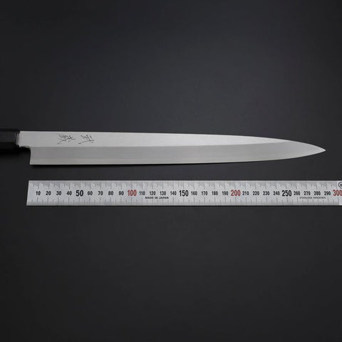 Yanagiba Silver Steel #3 Kasumi Manche en Buffle et Ébène 300mm-[Musashi]-[Couteaux de cuisine japonais]