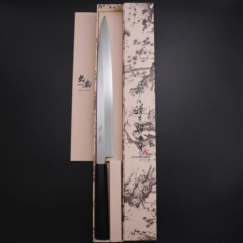 Yanagiba Silver Steel #3 Kasumi Manche en Buffle et Ébène 300mm-[Musashi]-[Couteaux de cuisine japonais]