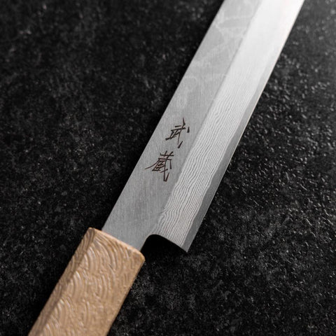 Yanagiba VG-10 Damas Manche Urushi Blanc 210mm-[Musashi]-[Couteaux de cuisine japonais]