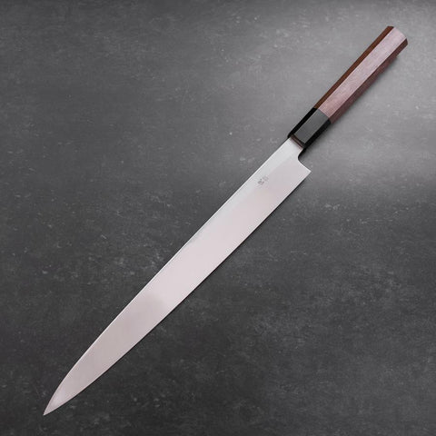 Yanagiba White Steel #1 Miroir Manche en Buffle et Noyer 300mm-[Musashi]-[Couteaux de cuisine japonais]