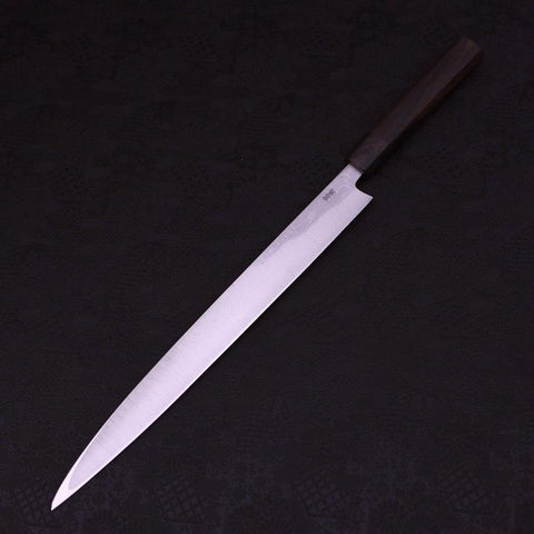 Yanagiba White Steel #1 Suminagashi Manche en Bois de Rose 330mm-[Musashi]-[Couteaux de cuisine japonais]