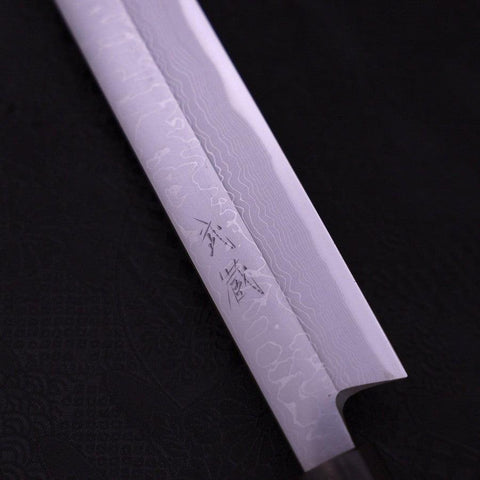 Yanagiba White Steel #1 Suminagashi Manche en Bois de Rose 330mm-[Musashi]-[Couteaux de cuisine japonais]