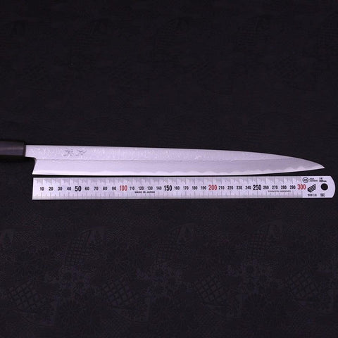 Yanagiba White Steel #1 Suminagashi Manche en Bois de Rose 330mm-[Musashi]-[Couteaux de cuisine japonais]