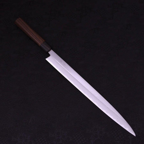 Yanagiba White Steel #1 Suminagashi Manche en Bois de Rose 330mm-[Musashi]-[Couteaux de cuisine japonais]