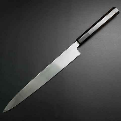 Yanagiba White Steel #2 Kasumi Chokin Argent Dragon Manche en Buffle et Ébène 240mm-[Musashi]-[Couteaux de cuisine japonais]