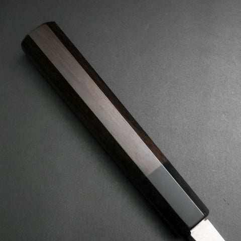 Yanagiba White Steel #2 Kasumi Chokin Argent Dragon Manche en Buffle et Ébène 240mm-[Musashi]-[Couteaux de cuisine japonais]