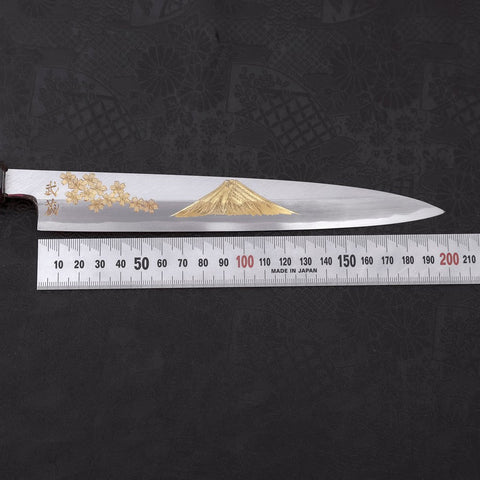 Yanagiba White Steel #2 Kasumi Chokin Sakura-Fuji Manche en Buffle et Ébène 210mm-[Musashi]-[Couteaux de cuisine japonais]
