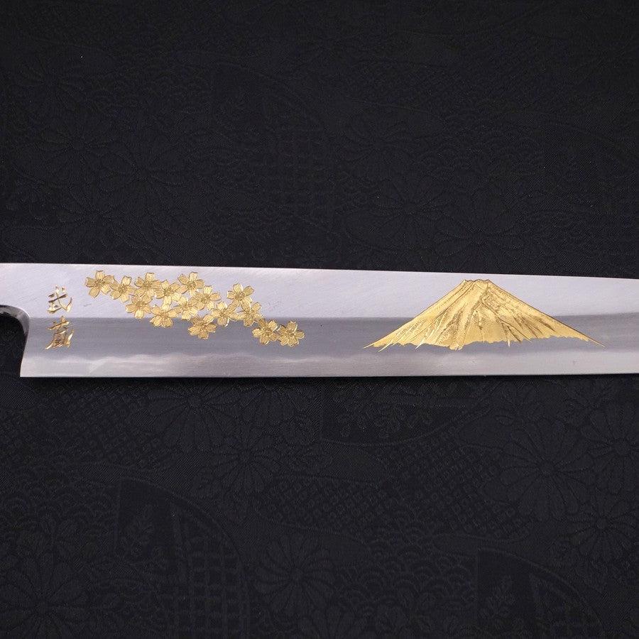Yanagiba White Steel #2 Kasumi Chokin Sakura-Fuji Manche en Buffle et Ébène 270mm-[Musashi]-[Couteaux de cuisine japonais]