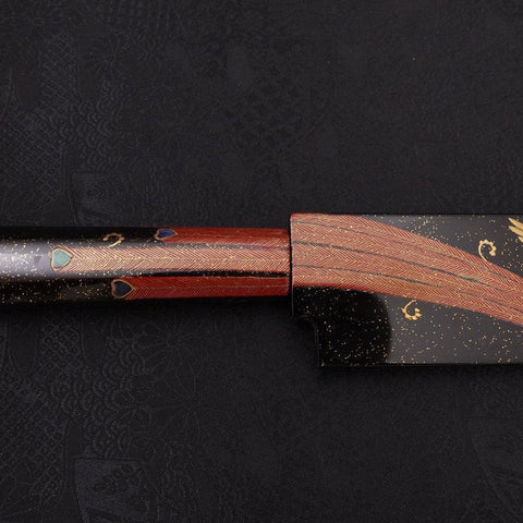 Yanagiba White Steel #2 Lune Noire Miroir-Fuji Sui-Honyaki Manche Urushi avec Fourreau Urushi 330mm-[Musashi]-[Couteaux de cuisine japonais]