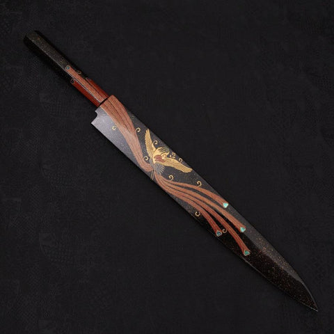 Yanagiba White Steel #2 Lune Noire Miroir-Fuji Sui-Honyaki Manche Urushi avec Fourreau Urushi 330mm-[Musashi]-[Couteaux de cuisine japonais]
