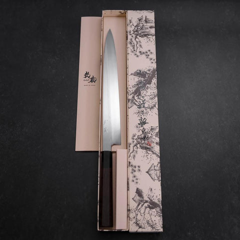 Yanagiba White steel #2 Honyaki Manche en Buffle et Ébène 270mm-[Musashi]-[Couteaux de cuisine japonais]