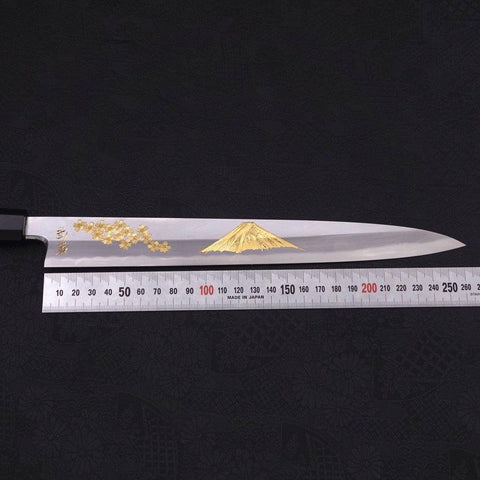 Yanagiba White Steel #2 Kasumi Chokin Sakura-Fuji Buffalo Ebony Handle 270mm-[Musashi]-[Japanese-Kitchen-Knives]