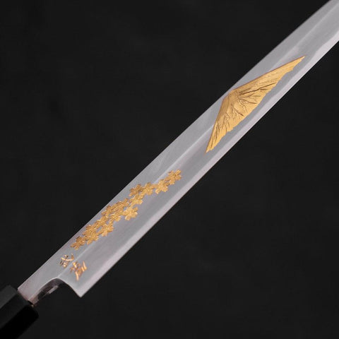 Yanagiba White steel #2 Kasumi Chokin Sakura-Fuji Manche en Buffle et Ébène 240mm-[Musashi]-[Couteaux de cuisine japonais]